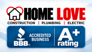 Home Love and BBB A+ logo stacked